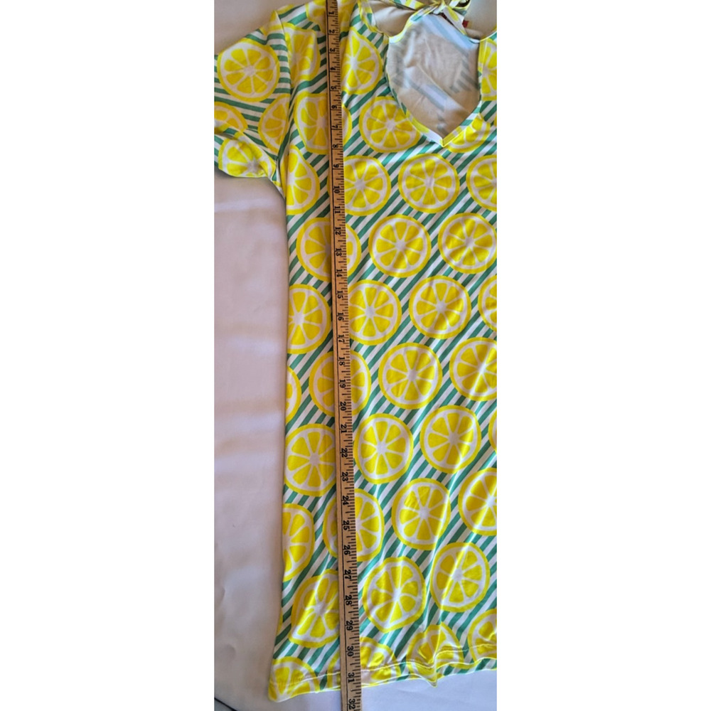 Viv & Lou Main Squeeze Swim Cover Up S/M Lemon Print Tassel Tunic Dress Resort - Picture 7 of 8